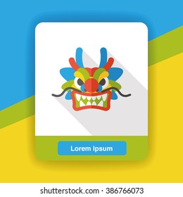 Chinese New Year flat icon; The dragon and lion dancing head