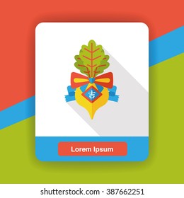 Chinese New Year flat icon; lucky white radish with Chinese words means " Wish it can brings luck to you in the new year."