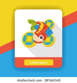 Chinese New Year flat icon; Chinese fish lucky pendant means "May you always get more than you wish for." 