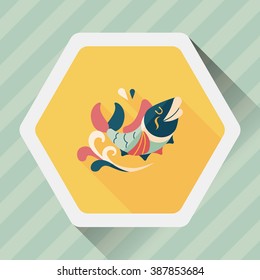 Chinese New Year flat icon with long shadow,eps10, Chinese decoration means " May you always get more than you wish for."