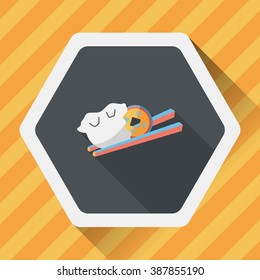 Chinese New Year flat icon with long shadow,eps10, Coin wrapped in dumplings where people eat throughout the year will be very lucky and get rich.