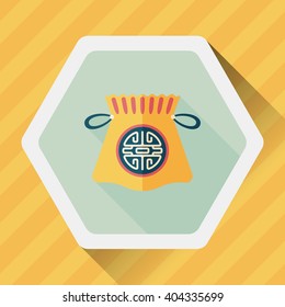 Chinese New Year flat icon with long shadow,eps10, Chinese lucky gifts