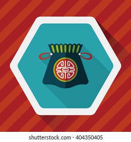 Chinese New Year flat icon with long shadow,eps10, Chinese lucky gifts