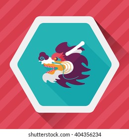 Chinese New Year flat icon with long shadow,eps10,The dragon and lion dancing head