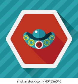Chinese New Year flat icon with long shadow,eps10, Gold ingot with Chinese words means " wish you earn a lot of money."