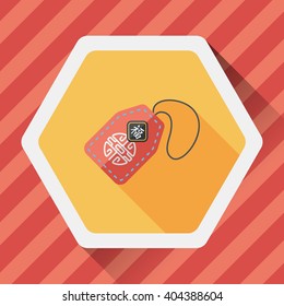 Chinese New Year flat icon with long shadow,eps10, lucky Chinese pendant means " wish good luck and fortune comes."