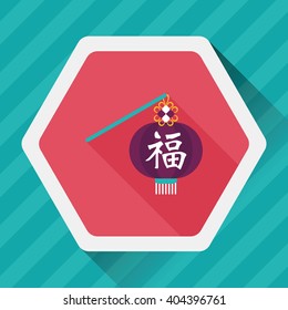 Chinese New Year flat icon with long shadow,eps10, Chinese festival couplets with lantern means " wish good luck and fortune comes."