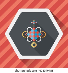 Chinese New Year flat icon with long shadow,eps10, lucky Chinese knot means " wish good luck and fortune comes."
