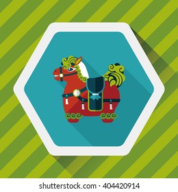 Chinese New Year flat icon with long shadow,eps10, Chinese decoration means " Wishing you immediately earn a lot of money."