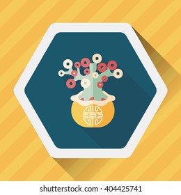 Chinese New Year flat icon with long shadow,eps10, Chinese decoration, Chinese words mean wish you can be wealthy and prosperity.