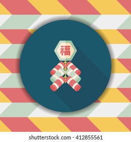 Chinese New Year flat icon, eps10, Chinese festival couplets with firecrackers means " wish good luck."