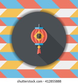 Chinese New Year flat icon with long shadow,eps10, Chinese festival couplets with lantern means " wish the arrival of spring."