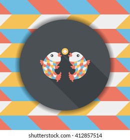 Chinese New Year flat icon with long shadow,eps10, Chinese decoration means " May you always get more than you wish for."