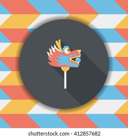 Chinese New Year flat icon with long shadow,eps10,The dragon and lion dancing head