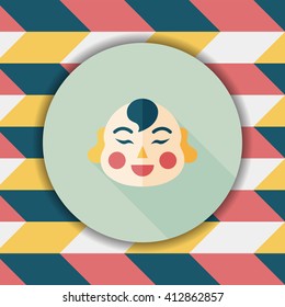 Chinese New Year flat icon with long shadow,eps10, Maitreya doll decoration means "Bless you have wealth, monasticism and popularity."