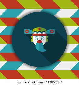 Chinese New Year flat icon with long shadow,eps10, God of wealth