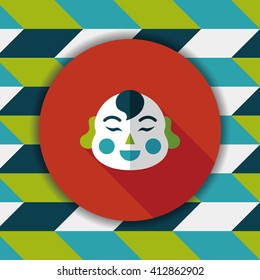 Chinese New Year flat icon with long shadow,eps10, Maitreya doll decoration means "Bless you have wealth, monasticism and popularity."