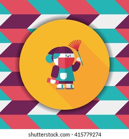 Chinese New Year flat icon with long shadow,eps10, When the Chinese New Year ,we will be cleaning our homes and the environment. 