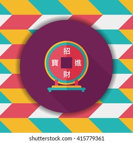 Chinese New Year flat icon with long shadow,eps10, Chinese decoration, Chinese words mean wish you can be wealthy and prosperity.