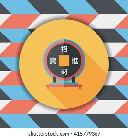Chinese New Year flat icon with long shadow,eps10, Chinese decoration, Chinese words mean wish you can be wealthy and prosperity.