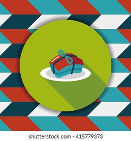 Chinese New Year flat icon with long shadow,eps10, Chinese cuisine braised dongpo pork