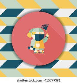 Chinese New Year flat icon with long shadow,eps10, When the Chinese New Year ,we will be cleaning our homes and the environment. 