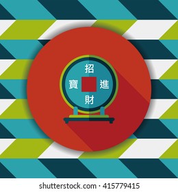 Chinese New Year flat icon with long shadow,eps10, Chinese decoration, Chinese words mean wish you can be wealthy and prosperity.