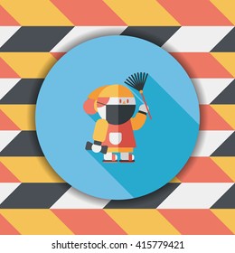 Chinese New Year flat icon with long shadow,eps10, When the Chinese New Year ,we will be cleaning our homes and the environment. 