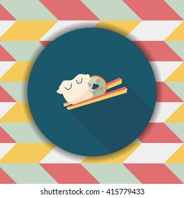 Chinese New Year flat icon with long shadow,eps10, Coin wrapped in dumplings where people eat throughout the year will be very lucky and get rich.