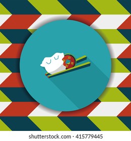 Chinese New Year flat icon with long shadow,eps10, Coin wrapped in dumplings where people eat throughout the year will be very lucky and get rich.