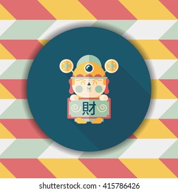 Chinese New Year flat icon with long shadow,eps10, God of wealth