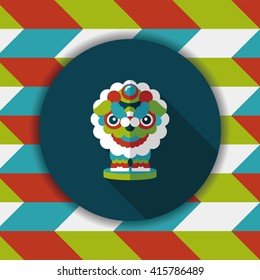 Chinese New Year flat icon with long shadow,eps10,The dragon and lion dancing head