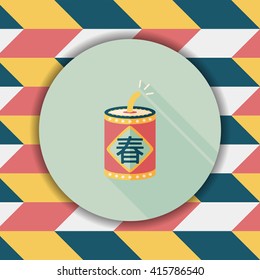 Chinese New Year flat icon, eps10, word Fu, Chinese festival couplets with firecrackers means " wish good luck and Spring comes."