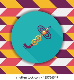 Chinese New Year flat icon with long shadow,eps10, lucky Chinese knot pendant means " wish good luck and fortune comes."
