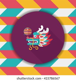 Chinese New Year flat icon with long shadow,eps10,The dragon and lion dancing head