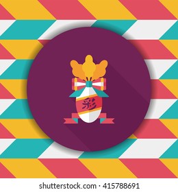 Chinese New Year flat icon with long shadow,eps10, lucky white radish with Chinese words means " Wish it can brings luck to you in the new year."