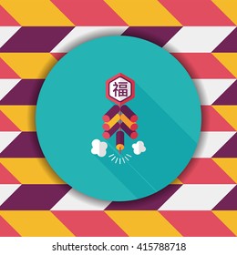 Chinese New Year flat icon, eps10, word Fu, Chinese festival couplets with firecrackers means " wish good luck and fortune comes."