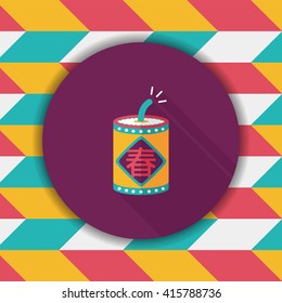 Chinese New Year flat icon, eps10, word Fu, Chinese festival couplets with firecrackers means " wish good luck and Spring comes."