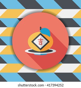 Chinese New Year flat icon with long shadow,eps10, Chinese lucky orange means "Wish you whole year will be lucky and propitious."