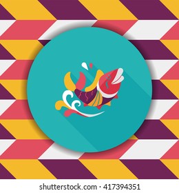 Chinese New Year flat icon with long shadow,eps10, Chinese decoration means " May you always get more than you wish for."