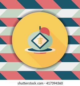 Chinese New Year flat icon with long shadow,eps10, Chinese lucky orange means "Wish you whole year will be lucky and propitious."