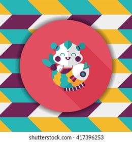 Chinese New Year flat icon with long shadow,eps10 Chinese Mascot means "May you always get more than you wish for." 