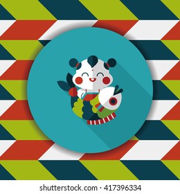 Chinese New Year flat icon with long shadow,eps10 Chinese Mascot means "May you always get more than you wish for." 