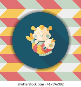 Chinese New Year flat icon with long shadow,eps10 Chinese Mascot means "May you always get more than you wish for." 