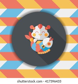 Chinese New Year flat icon with long shadow,eps10 Chinese Mascot means "May you always get more than you wish for." 