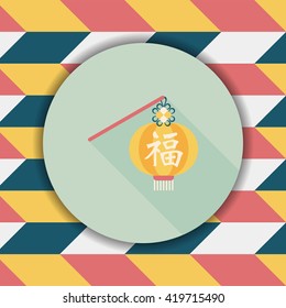 Chinese New Year flat icon with long shadow,eps10, Chinese festival couplets with lantern means " wish good luck and fortune comes."