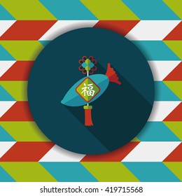 Chinese New Year flat icon with long shadow,eps10, lucky white radish with Chinese words means " Wish it can brings luck to you in the new year."