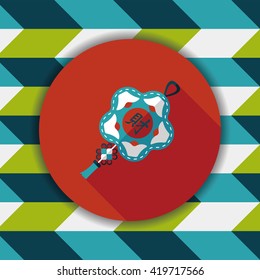 Chinese New Year flat icon with long shadow,eps10, lucky Chinese knot means " wish good luck and fortune comes."