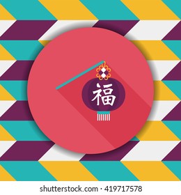 Chinese New Year flat icon with long shadow,eps10, Chinese festival couplets with lantern means " wish good luck and fortune comes."