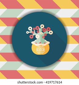 Chinese New Year flat icon with long shadow,eps10, Chinese decoration, Chinese words mean wish you can be wealthy and prosperity.
